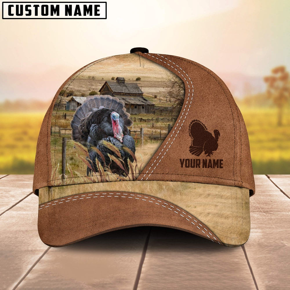 Custom Name Turkey Brown Cap, Farmer Cap, Vintage Farmer Hat, Mens Farmer Hats, Cap For Farmers