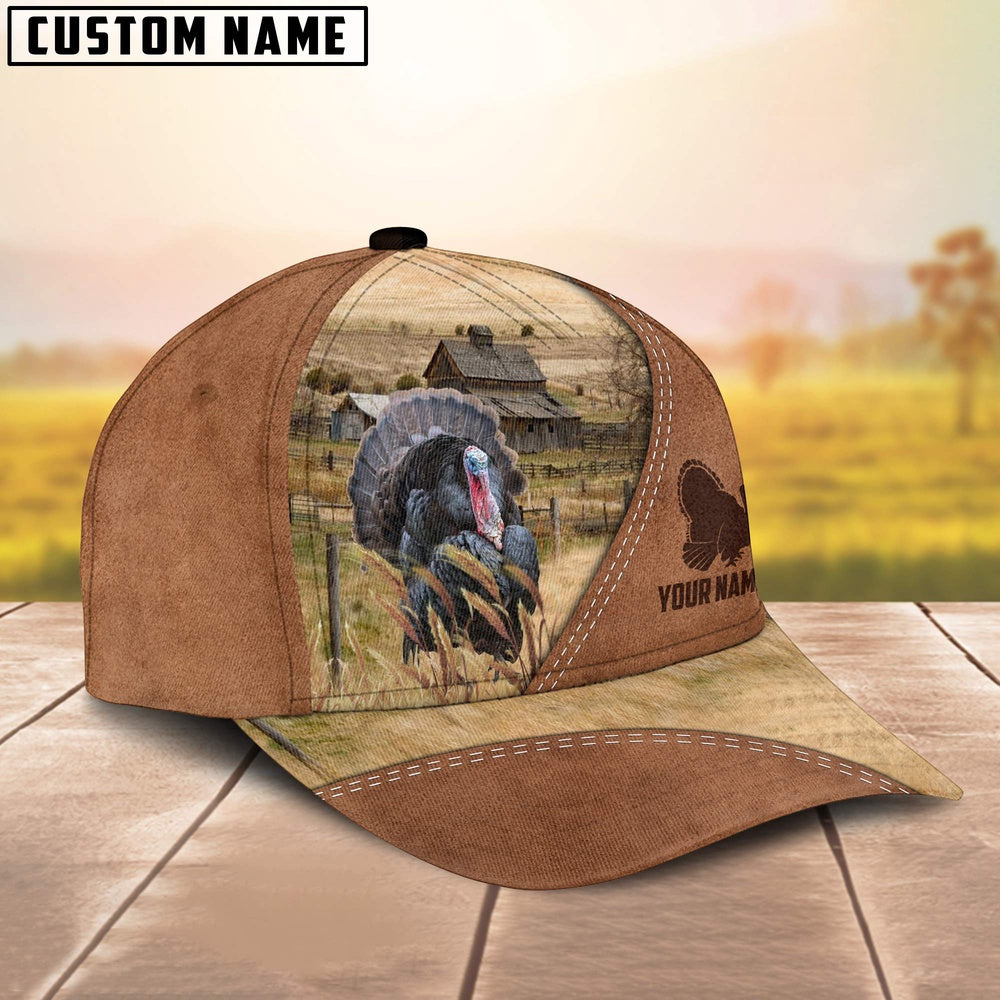Custom Name Turkey Brown Cap, Farmer Cap, Vintage Farmer Hat, Mens Farmer Hats, Cap For Farmers