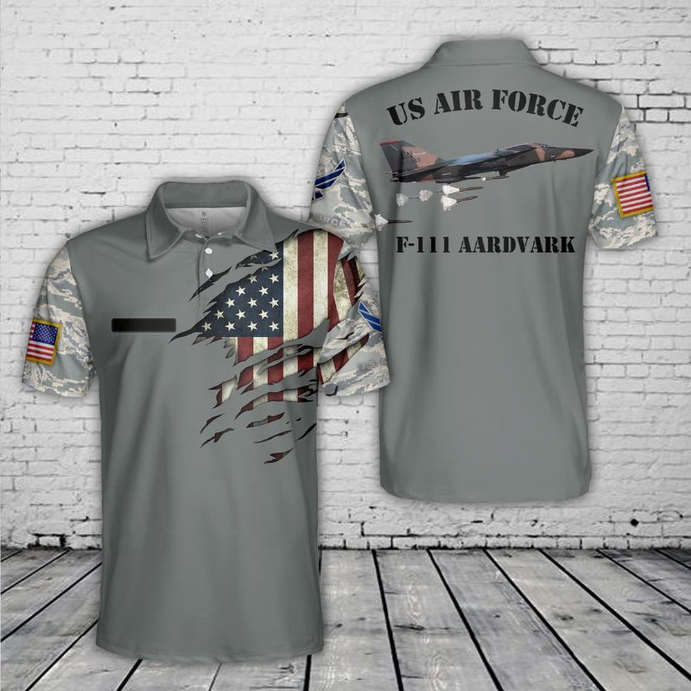 Custom Name US Air Force F-111 Aardvark Polo Shirt, Veteran Polo Shirt
