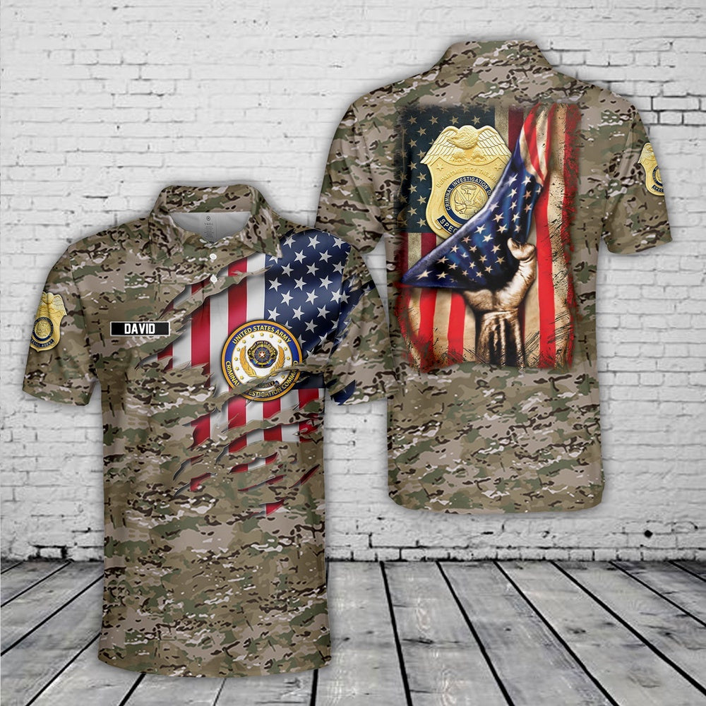 Custom Name US Army CID Polo Shirt, Veteran Polo Shirt