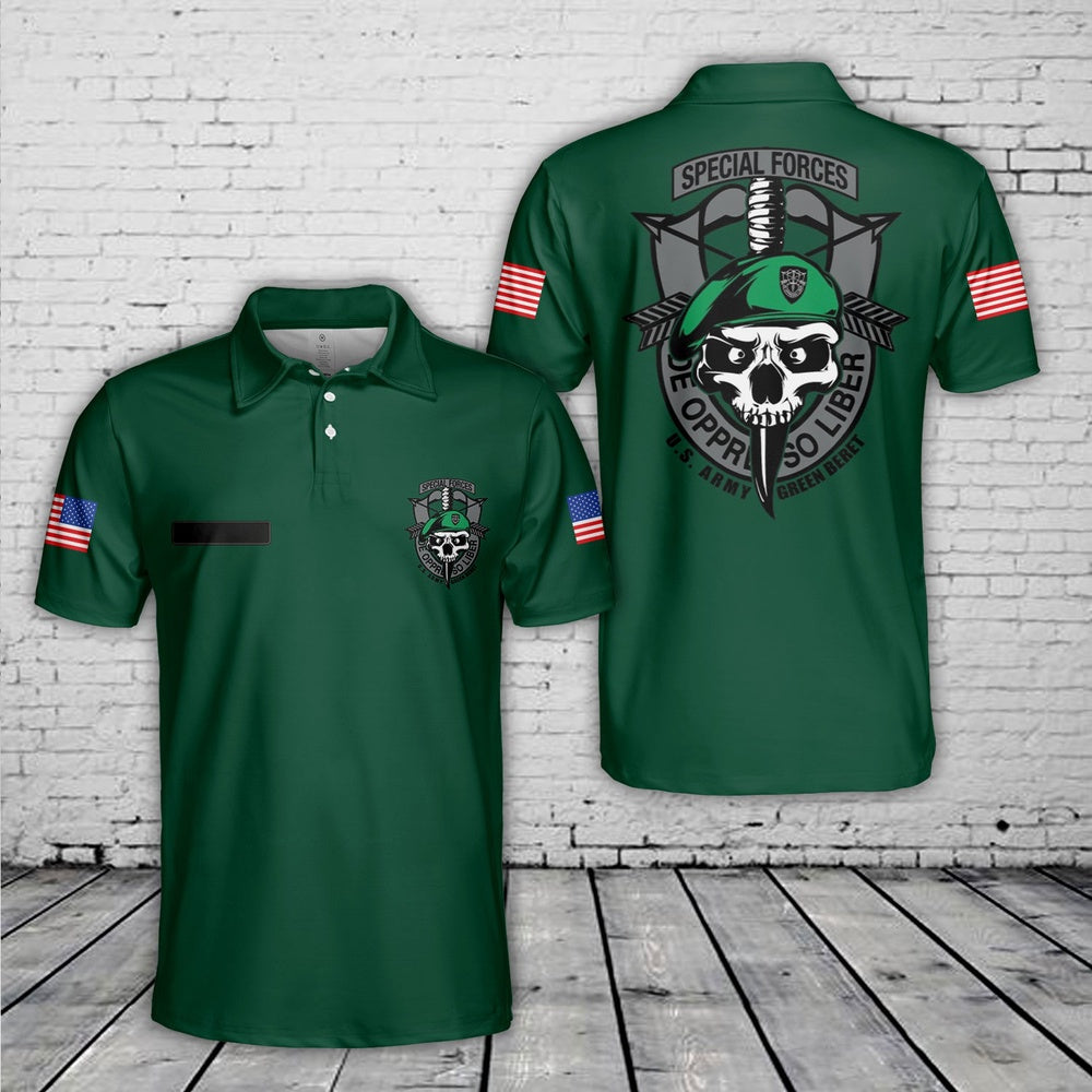 Custom Name US Army Green Beret Special Forces Polo Shirt, Veteran Polo Shirt