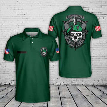 Custom Name US Army Green Beret Special Forces Polo Shirt, Veteran Polo Shirt