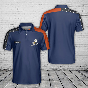 Custom Name US Navy Seabee Polo Shirt, Veteran Polo Shirt