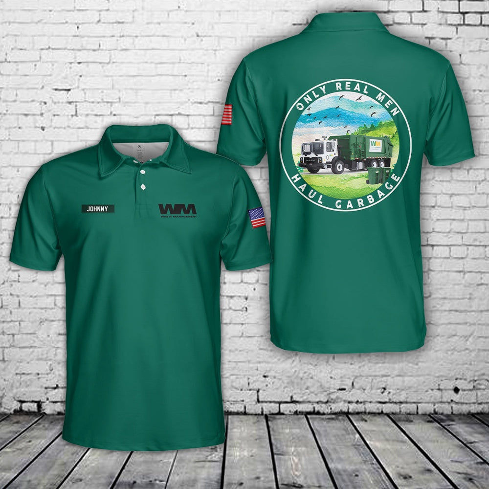 Custom Name US Waste Management Polo Shirt, Veteran Polo Shirt