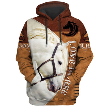 Custom Name White Horse Lover 3D Hoodie, Farmer Hoodie, Custom Farm Shirts, Farmer T Shirt