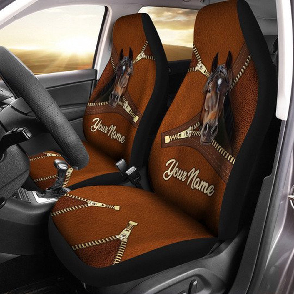 Custom Name Zipper Horse Car Seat Cover, Car Seat Cover, Farm Car Seat Cover, Pet Seat Covers