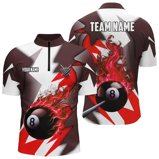 Custom Red Flaming 8 Ball Pool Jerseys Jersey Shirts, Team League Billiard Shirts, Billiard Team Jersey Shirt