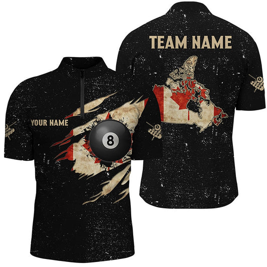 Custom Retro Canada Flag Billiard Jersey Shirt, Patriotic Billiard Jerseys Uniform, Billiard Team Jersey Shirt