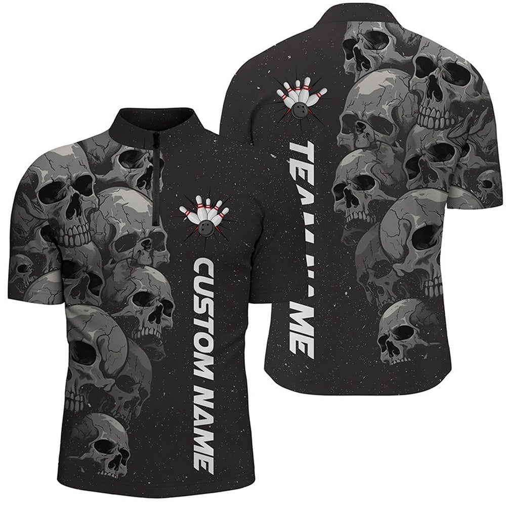 Custom Skull Bowling Shirts For Men Custom Bowling League Shirtsbowling Jerseys For Halloween , Bowling Jersey Shirt
