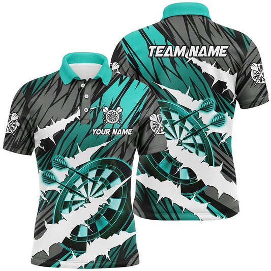 Custom Turquoise Darts Board Funny Crack Darts Men Polo Shirts, Darts Team Polo, Darts Team Polo Shirt