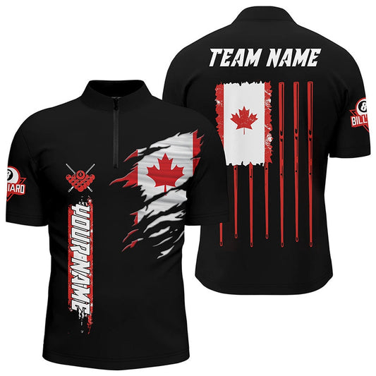 Custom Vintage Billiard Canada Flag Jersey Shirts, Patriotic Gift For Pool Lover, Billiard Team Jersey Shirt