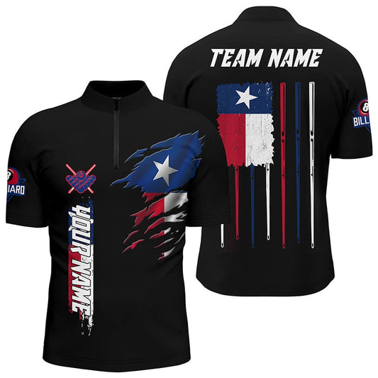 Custom Vintage Billiard Texas Flag Jersey Shirts, Patriotic Gift For Pool Lover, Billiard Team Jersey Shirt