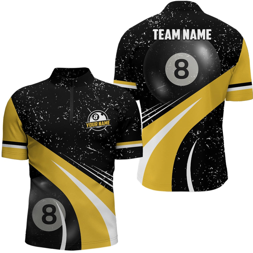 Custom Yellow And Black Billiard Jersey Shirts Personalized Billiard Team Jerseys, Billiard Team Jersey Shirt