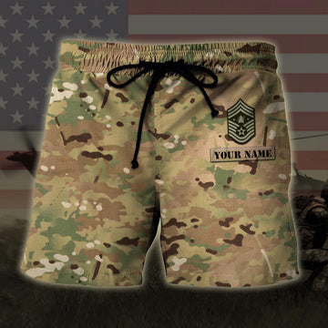 Custom Your Name And Rank Us Space Force US Military Veteran Hawaiian Short, Short Military, Short Beach, Us Military Shorts
