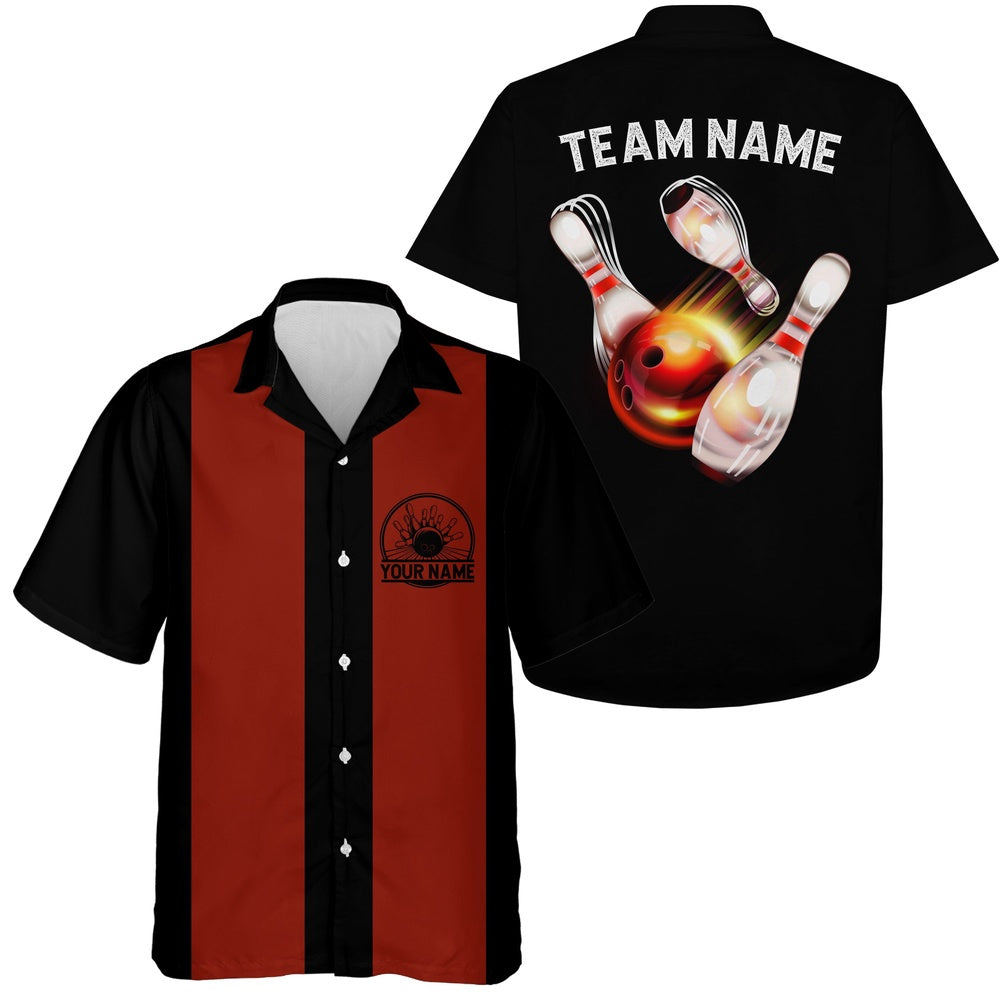 Customize Retro Bowling Shirts For Men And Women, Flame Bowling Shirts For Team I, Bowling Team Hawaiian