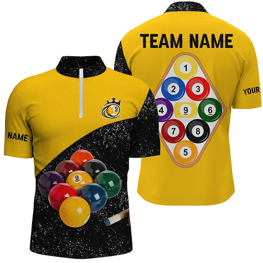 Customized 9 Ball Pool Black Grunge Jersey Shirt 3D Billiard Balls Jerseys Shirts, Billiard Team Jersey Shirt