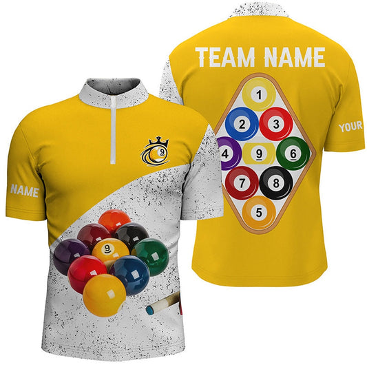 Customized 9 Ball Pool White Grunge Jersey Shirt 3D Billiard Balls Jerseys Shirts, Billiard Team Jersey Shirt
