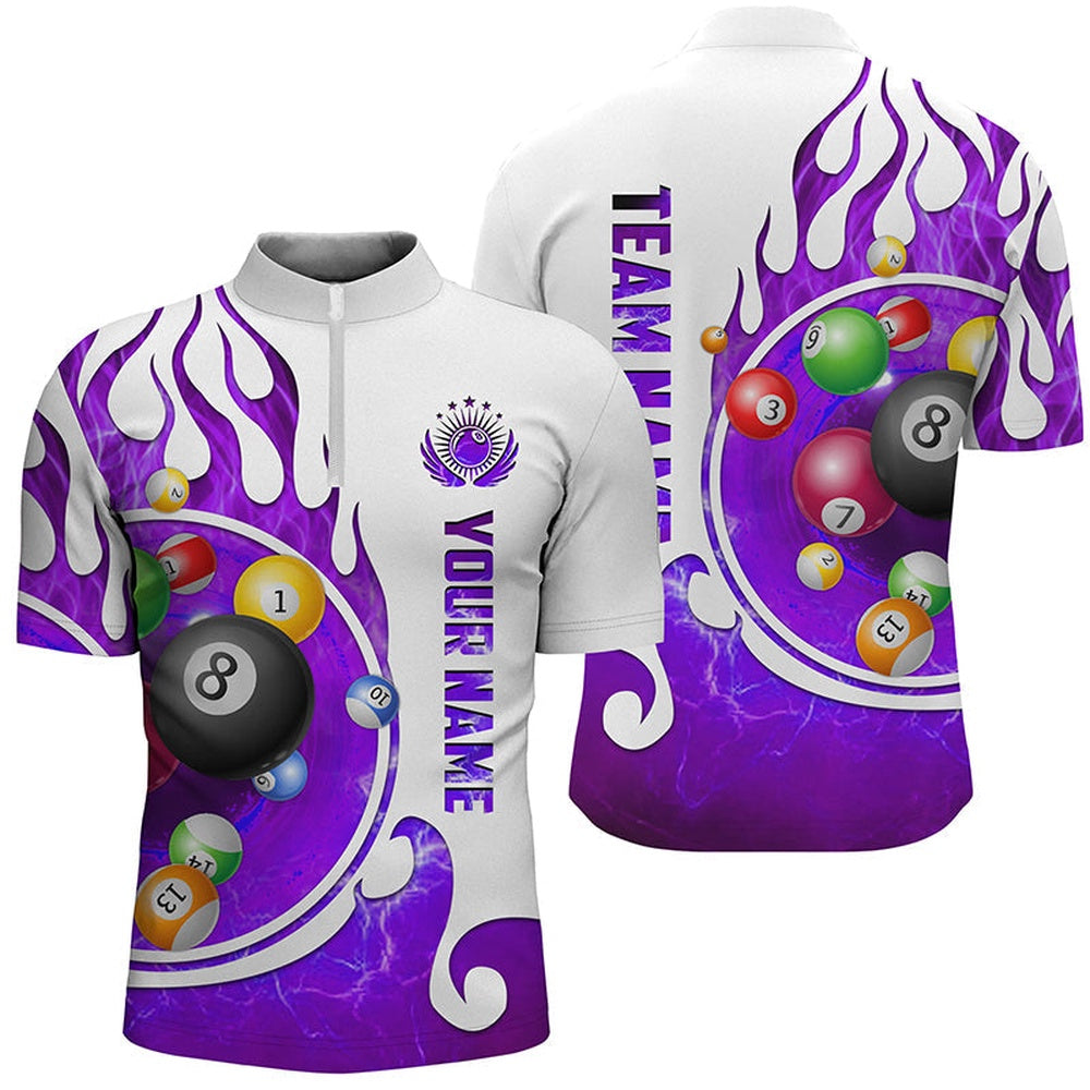 Customized Billiard Fire Jersey Shirts Custom Name Billiard Shirt Design  Purple, Billiard Team Jersey Shirt
