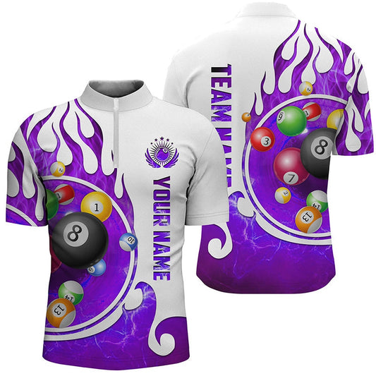 Customized Billiard Fire Jersey Shirts Custom Name Billiard Shirt Design  Purple, Billiard Team Jersey Shirt
