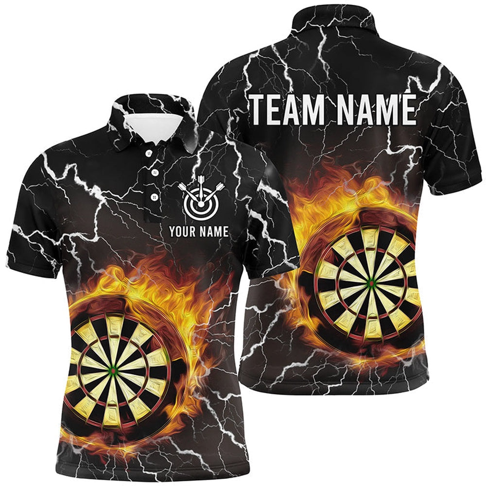 Customized Flame Darts Men Polo Shirt Thunder Lightning Dart Shirt For Men Dart Polo, Darts Team Polo Shirt