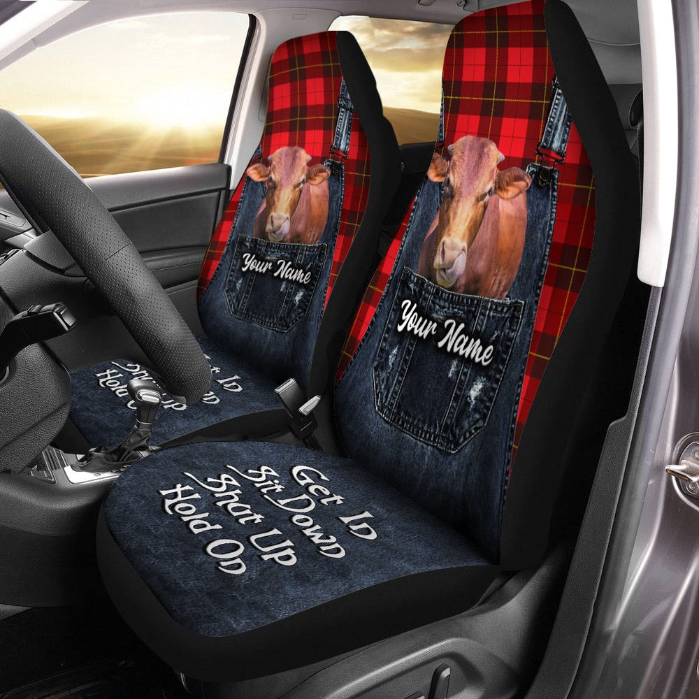 Customized Name Beefmaster Jean Overalls Pattern Car Seat Cover, Car Seat Cover, Farm Car Seat Cover, Pet Seat Covers