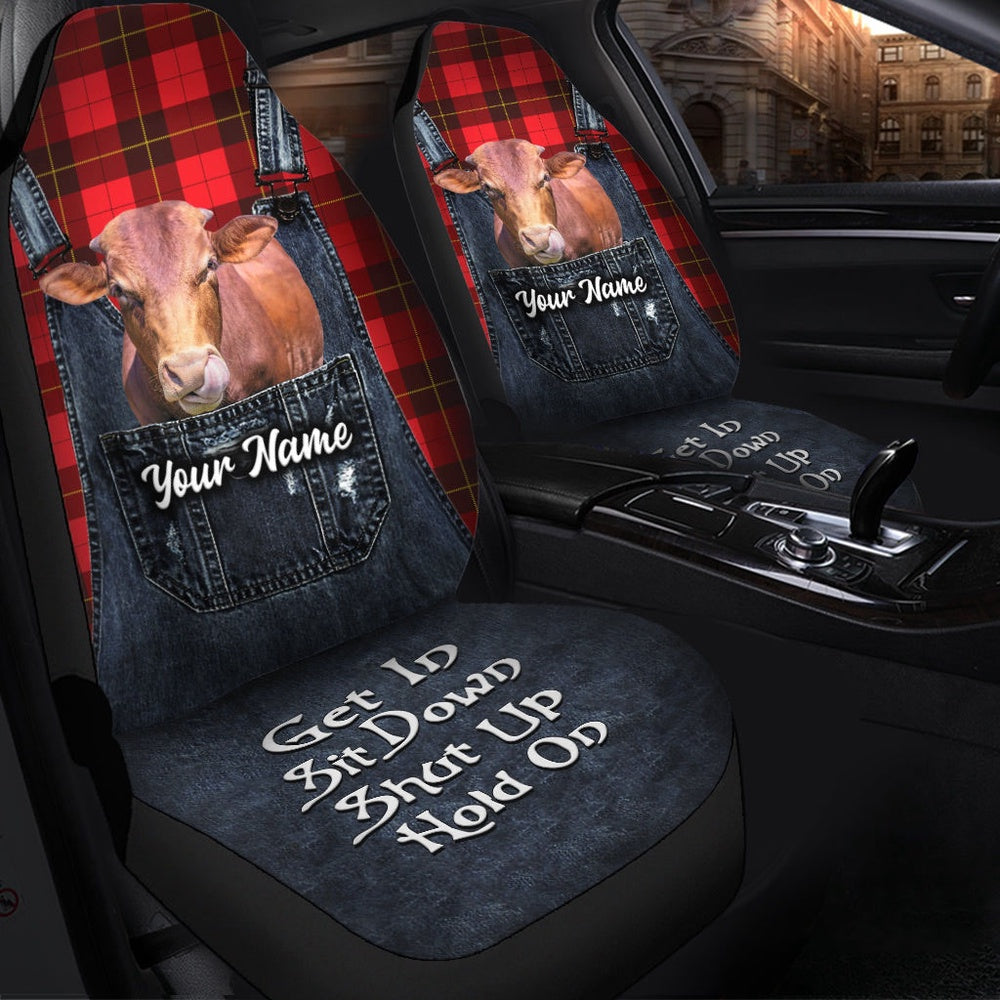 Customized Name Beefmaster Jean Overalls Pattern Car Seat Cover, Car Seat Cover, Farm Car Seat Cover, Pet Seat Covers