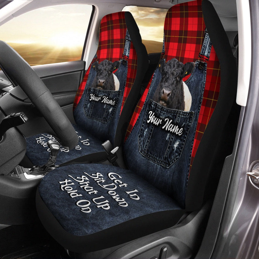 Customized Name Belted Galloway Jean Overalls Pattern Car Seat Cover, Car Seat Cover, Farm Car Seat Cover, Pet Seat Covers