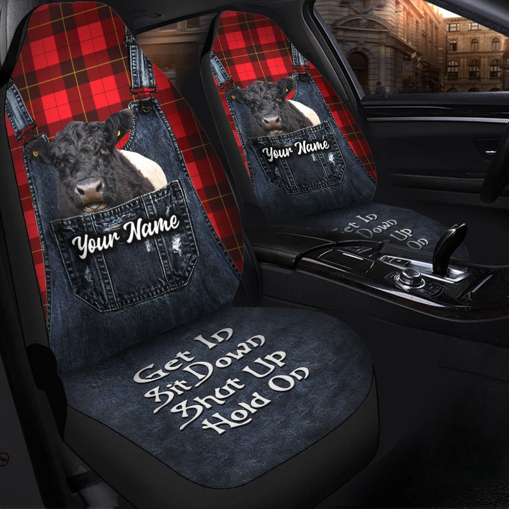 Customized Name Belted Galloway Jean Overalls Pattern Car Seat Cover, Car Seat Cover, Farm Car Seat Cover, Pet Seat Covers