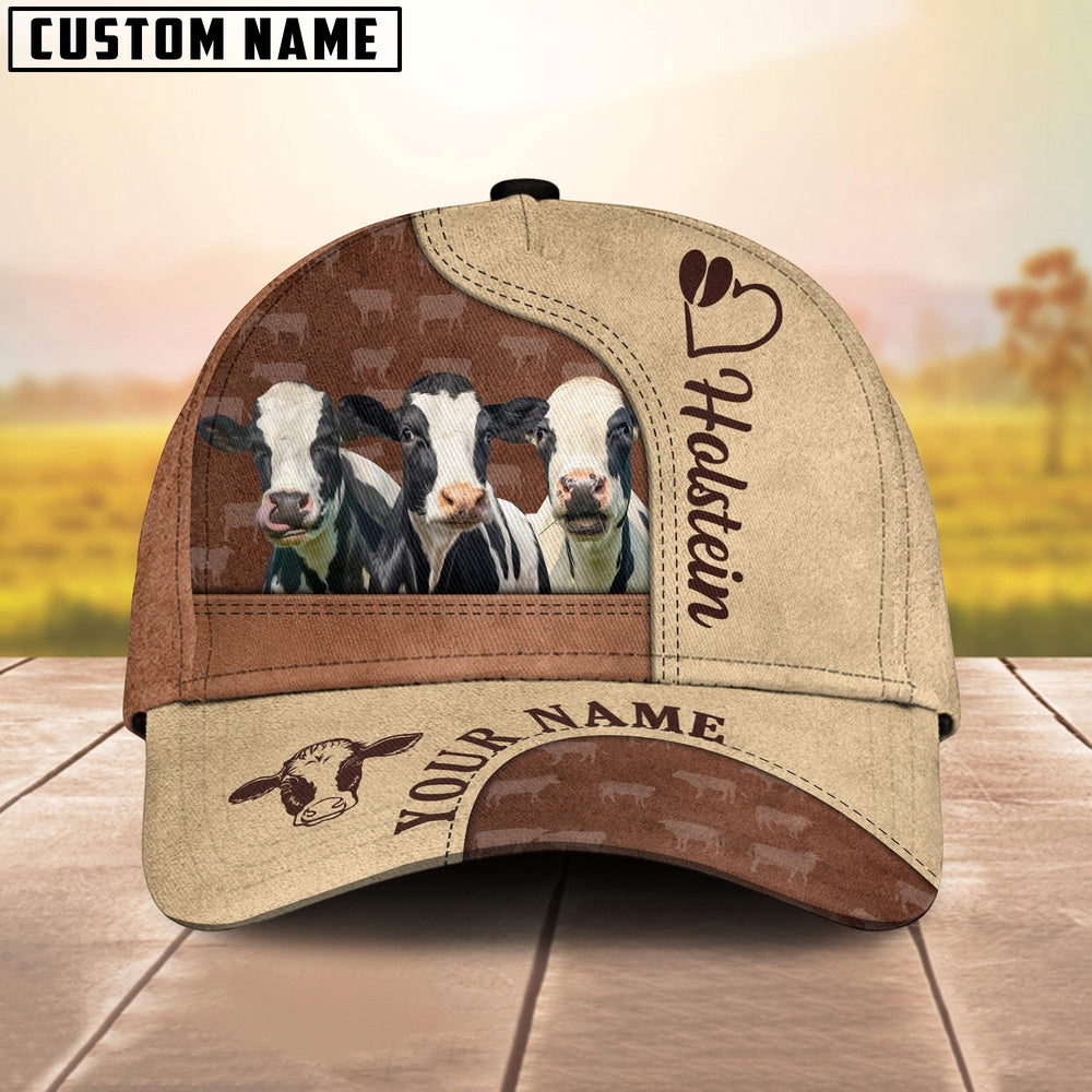 Customized Name Holstein Happiness Brown Yellow Cap, Farmer Cap, Vintage Farmer Hat, Mens Farmer Hats, Cap For Farmers