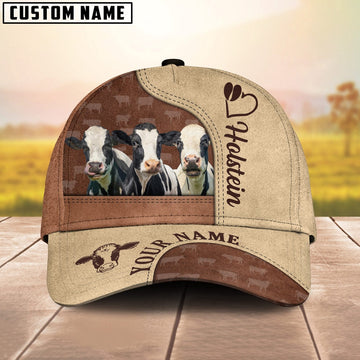 Customized Name Holstein Happiness Brown Yellow Cap, Farmer Cap, Vintage Farmer Hat, Mens Farmer Hats, Cap For Farmers