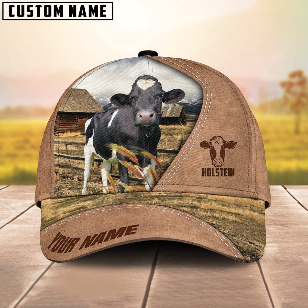Customized Name Holstein On Ranch Light Brown Cap, Farmer Cap, Vintage Farmer Hat, Mens Farmer Hats, Cap For Farmers