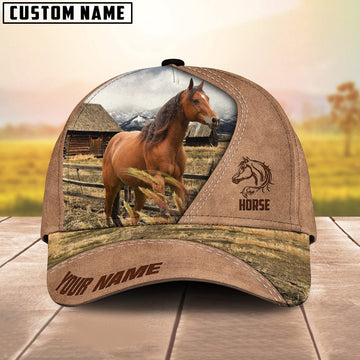 Customized Name Horse On Ranch Light Brown Cap, Farmer Cap, Vintage Farmer Hat, Mens Farmer Hats, Cap For Farmers