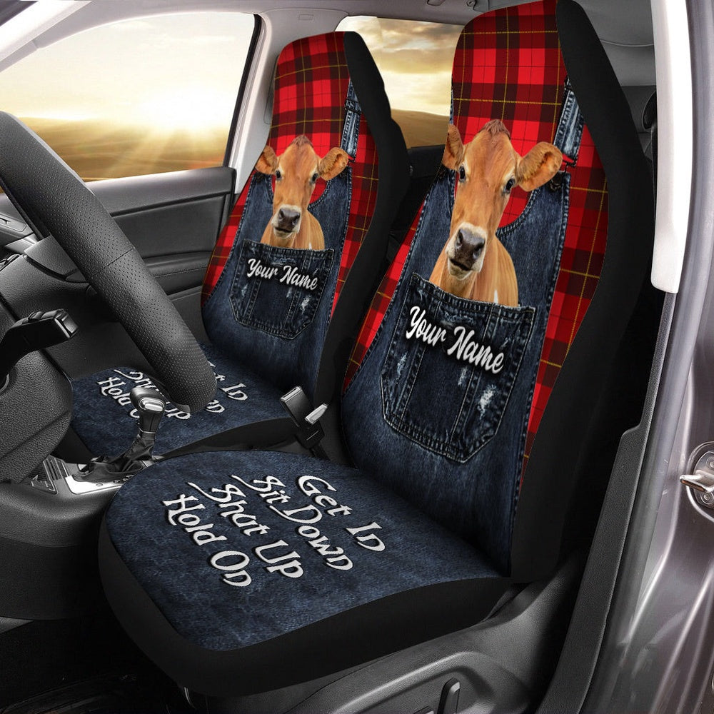 Customized Name Jersey Jean Overalls Pattern Car Seat Cover, Car Seat Cover, Farm Car Seat Cover, Pet Seat Covers