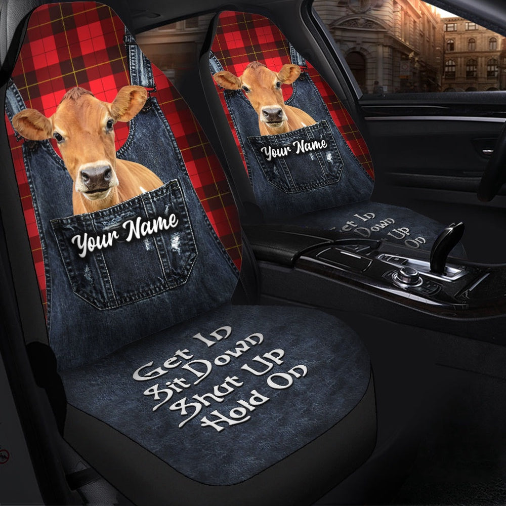 Customized Name Jersey Jean Overalls Pattern Car Seat Cover, Car Seat Cover, Farm Car Seat Cover, Pet Seat Covers