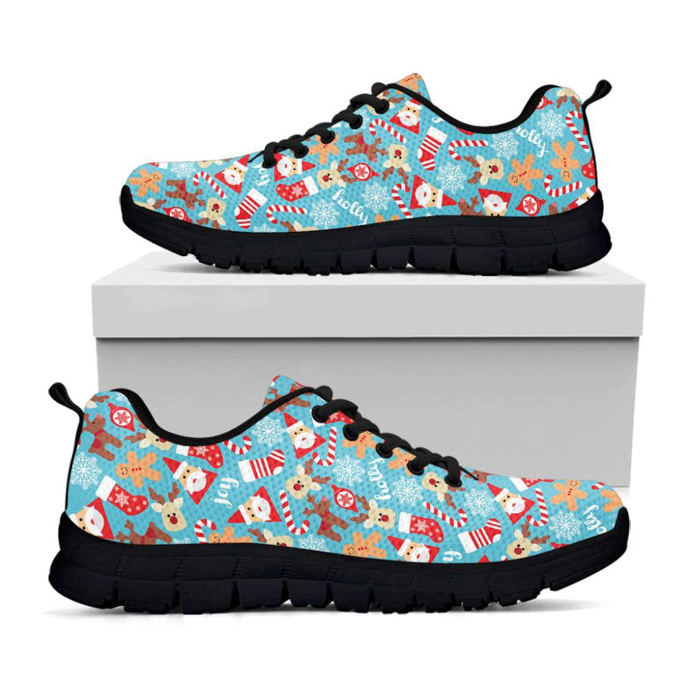 Cute Christmas Elements Pattern Print Shoes Sneaker, Christmas Shoes, Chistmas Sneaker, Christmas Running Shoes