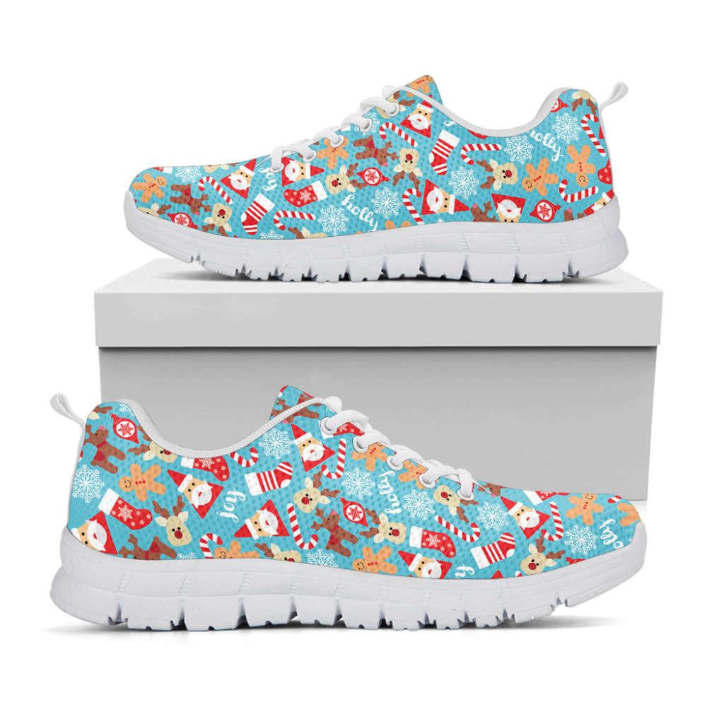 Cute Christmas Elements Pattern Print Shoes Sneaker, Christmas Shoes, Chistmas Sneaker, Christmas Running Shoes