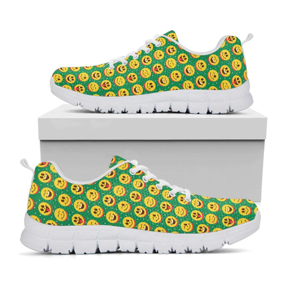 Cute Christmas Emoji Pattern Print Shoes Sneaker, Christmas Shoes, Chistmas Sneaker, Christmas Running Shoes