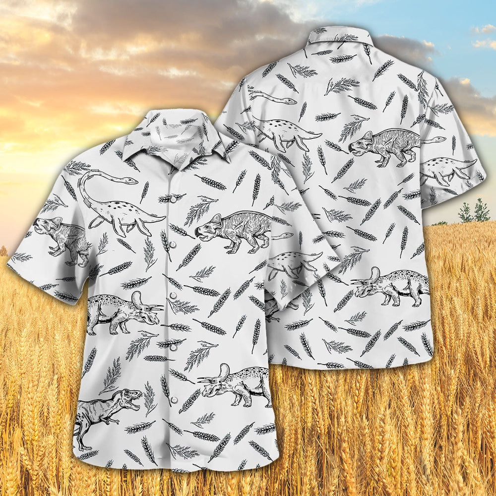 DINOSAUR PATTERN Hawaiian Shirt, Farm Hawaiian Shirt, Farmer Hawaii