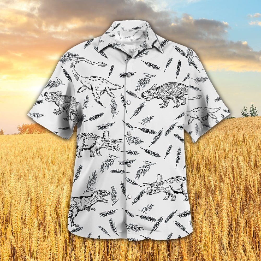 DINOSAUR PATTERN Hawaiian Shirt, Farm Hawaiian Shirt, Farmer Hawaii