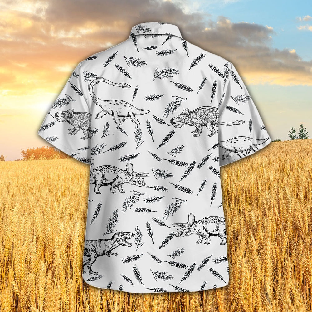 DINOSAUR PATTERN Hawaiian Shirt, Farm Hawaiian Shirt, Farmer Hawaii