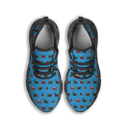 Dachshund Christmas Santa Print Black Max Soul Shoes, Christmas Sneakers, Christmas Shoes, Christmas Clunky Sneaker