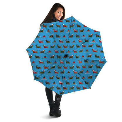 Dachshund Christmas Santa Print Umbrella, Christmas Umbrella, Xmas Umbrella