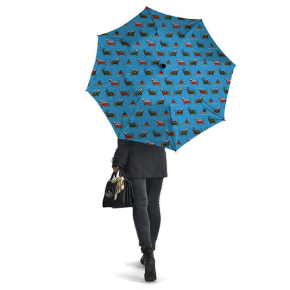 Dachshund Christmas Santa Print Umbrella, Christmas Umbrella, Xmas Umbrella