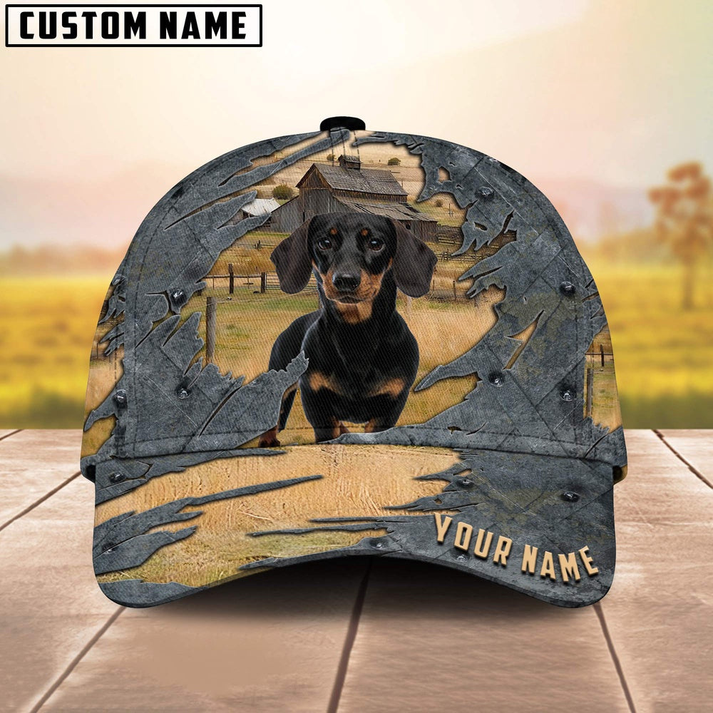 Dachshund Customized Name Cap, Farmer Cap, Vintage Farmer Hat, Mens Farmer Hats, Cap For Farmers