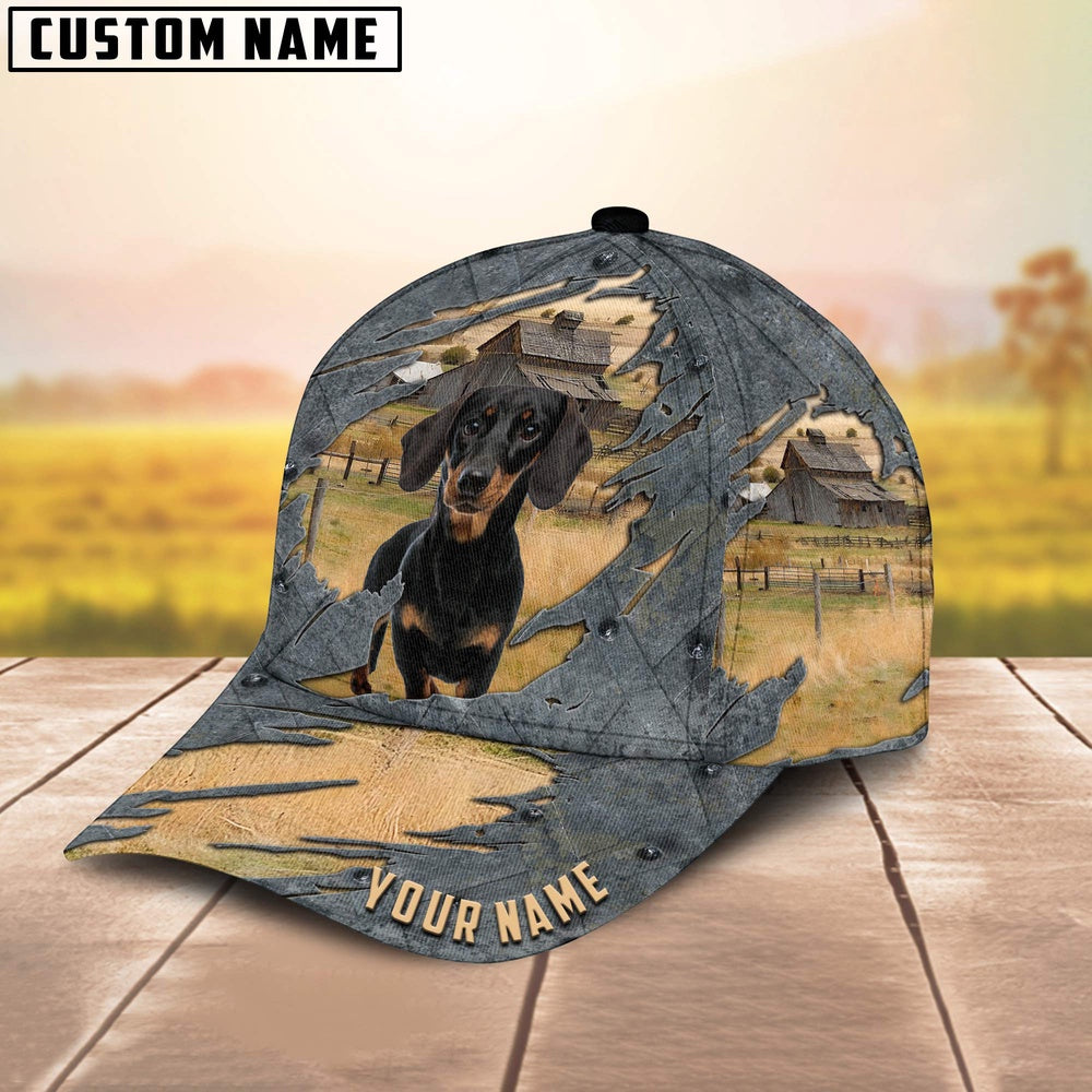 Dachshund Customized Name Cap, Farmer Cap, Vintage Farmer Hat, Mens Farmer Hats, Cap For Farmers
