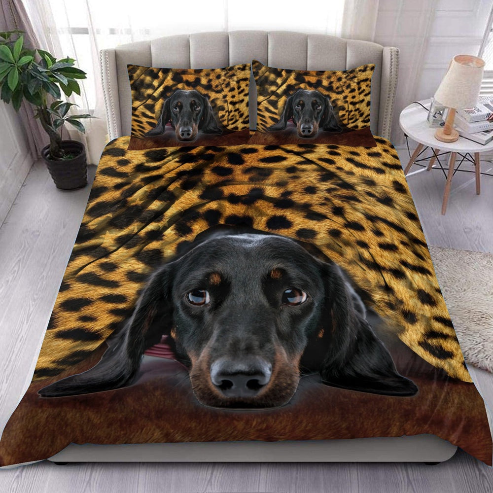 Dachshund Customized Name and Dog Bedding Set, Farm Bedding Set, Farmhouse Bedding Set
