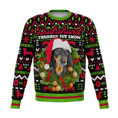 Dachshund Through The Snow Christmas Ugly Sweater, Christmas Ugly Sweater, Sweater Xmas, Ugly Sweater