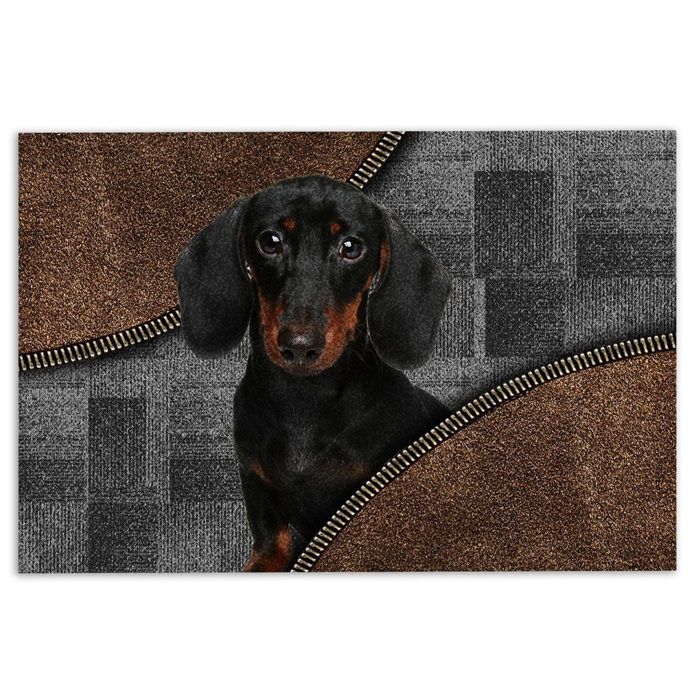 Dachshund Welcome Doormat, Love Dachshund Weiner Doxie Brown Pattern Gift For Dog Lover Welcome Doormat, Pets Home Decor Door Mat