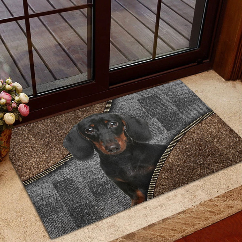Dachshund Welcome Doormat, Love Dachshund Weiner Doxie Brown Pattern Gift For Dog Lover Welcome Doormat, Pets Home Decor Door Mat