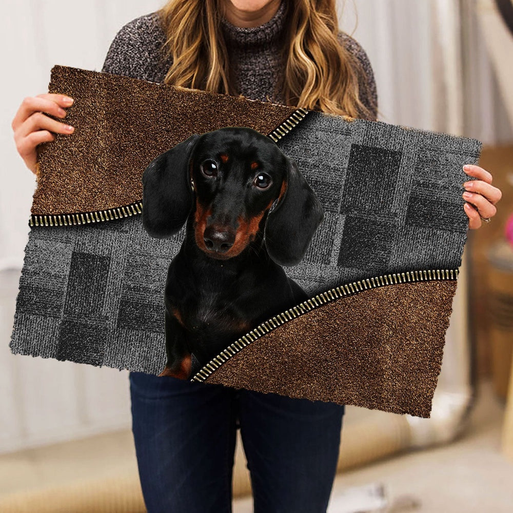 Dachshund Welcome Doormat, Love Dachshund Weiner Doxie Brown Pattern Gift For Dog Lover Welcome Doormat, Pets Home Decor Door Mat